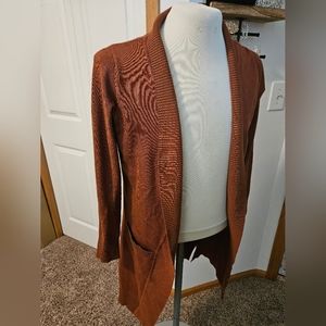 JJ Perfection Rust Colored Thigh Legth Cardigan,  size XL